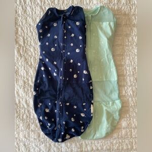 Navy and Mint Baby Swaddle Set